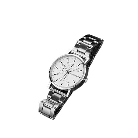 Men Quart Watch Round Dial Adjustable Strap No Delay Time-checking High Accuracy Exquisite Business Formal Wristwatch Timepiece C white