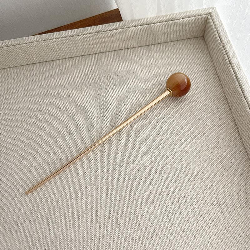 Retro Metal Hair Sticks Glass Beads Pendant Hairpin for Women Elegant Chinese Style Ancient Style Classical Jewelry Accessories brown
