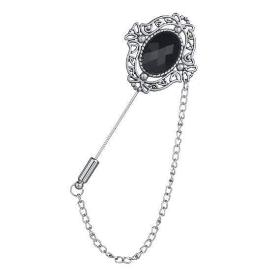 Vintage Unisex Tassel Chain Lapel Brooch Pin Shirt Collar Jewelry black