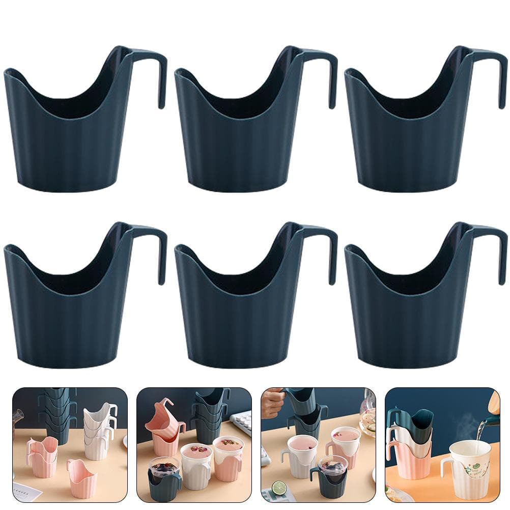 6 Pcs Insulated Cup Holder Coffee Office Glass Cups Desk Paper Plastic Sleeve Tumblers blue