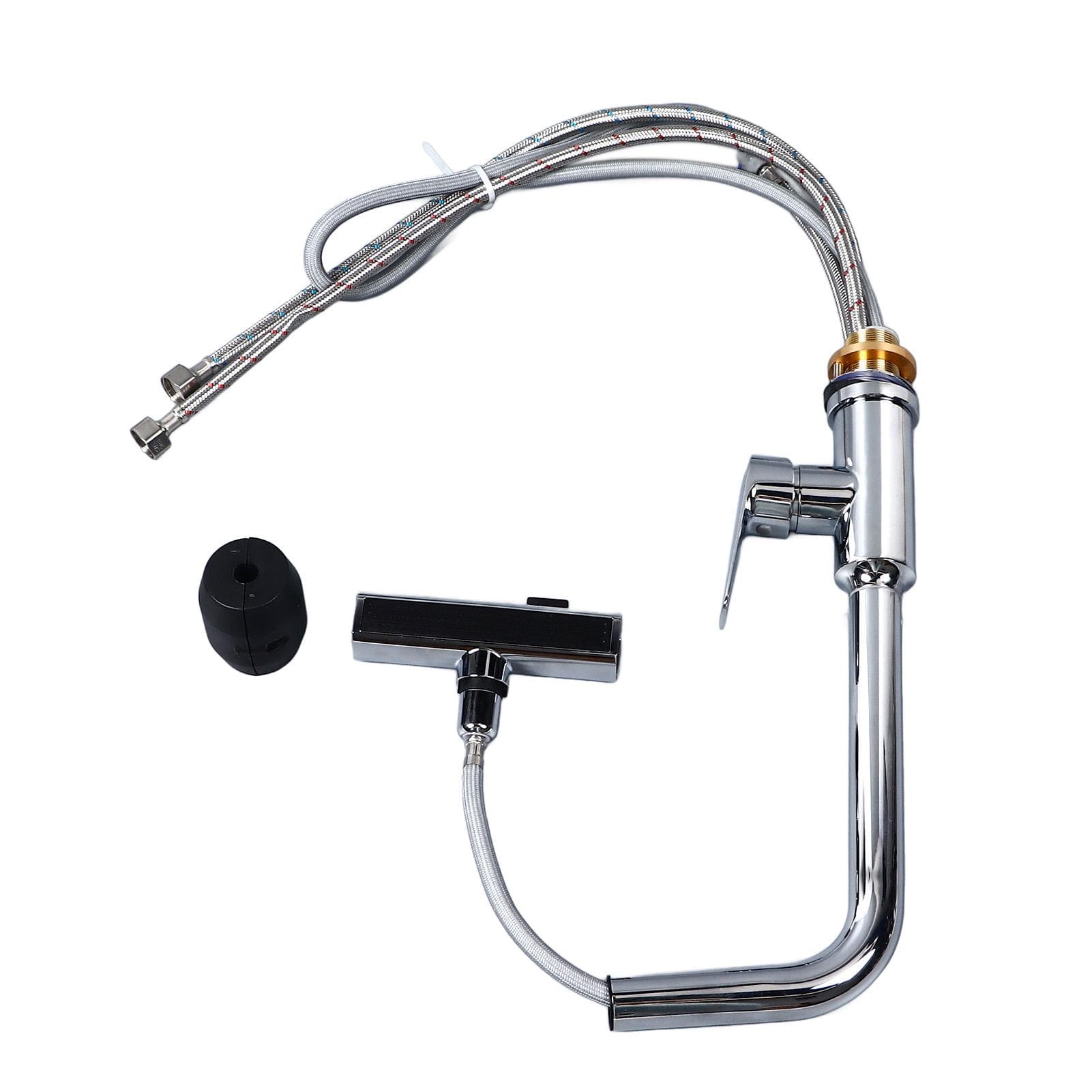 Kitchen Faucet with Pull Down Sprayer Stainless Steel 360 Degree Rotation Single Handle Sink Mixer