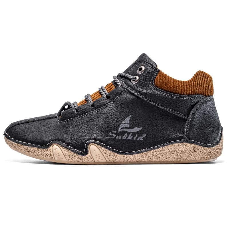 Men Boots Hand-stitching Split Leather Shoes Men Ankle Boots Moccasins Man Casual Shoes 38