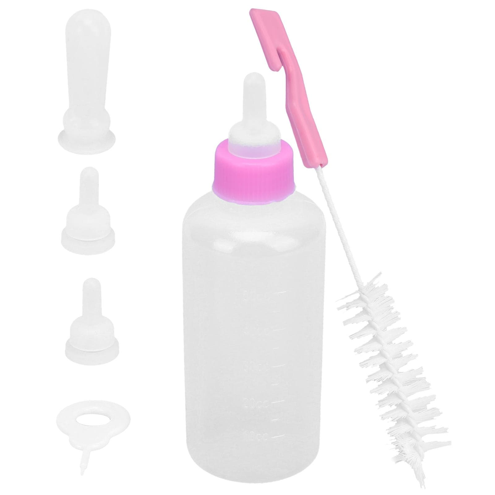 Pet Feeding Bottle Replaceable Silicone Nipple for Newborn Kittens Puppies Rabbits Small pink