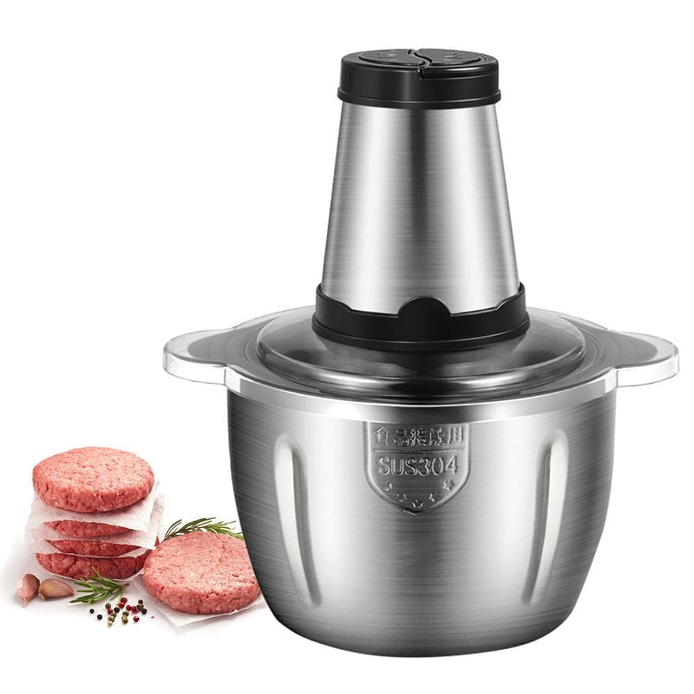 Electric Meat Grinder 3L L Household Capacity Stainless Steel 2 Gears 250W High Power Kitchen US Plug silver