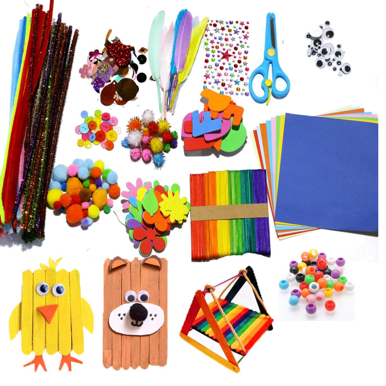 DIY Art and Crafts Supplies Kit Handmade Activity Craft Materials Educational Gift for Kindergarten multicolour