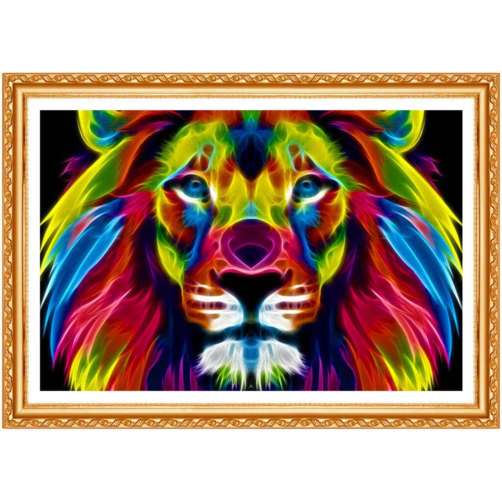 Diamond Painting Cross Stitch Lion Needlework Full Drill Round Handicraft Canvas Printed Home Decor 20X30CM