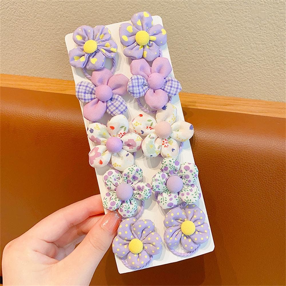 10pcs/Set Sweet Flower Shaped Hair Ties Elastic Hairbands Baby Colorful Ponytail Holders Rubber Band For Toddlers Kids