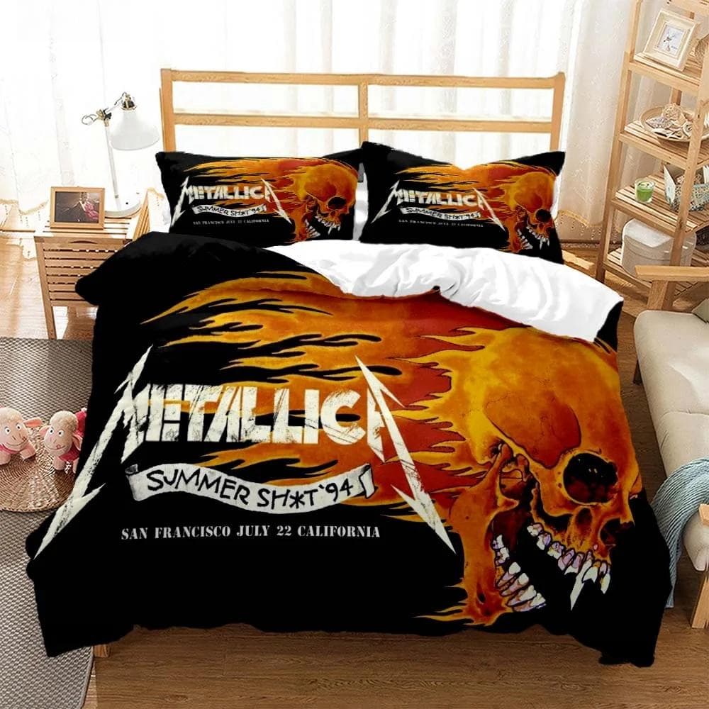 Metal Music Band M-Metallica Bedding Set Single Twin Full Queen King Size Bed Set Adult Kid Bedroom Duvet cover Set Home Textile EU Twin 135x200cm