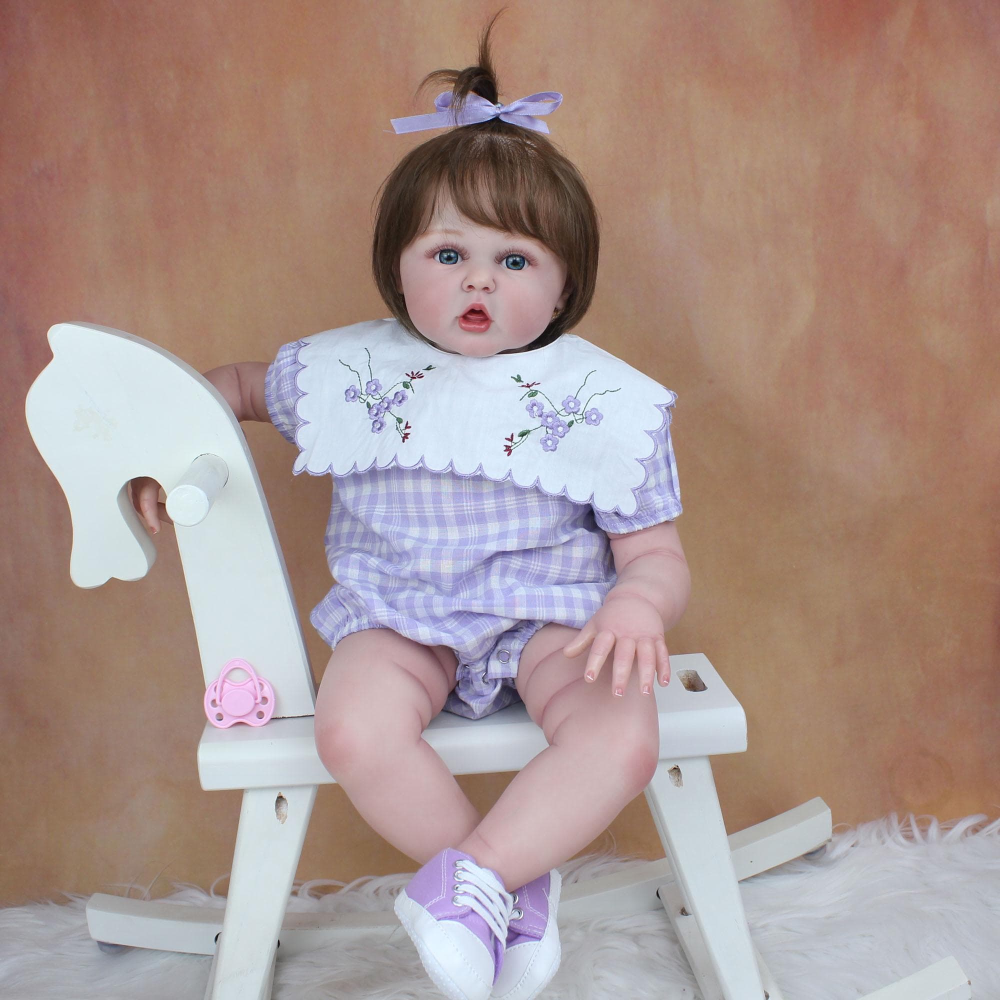 BZDOLL 60cm Hand-Detailed 3D Paint Skin Soft Silicone Reborn Baby Toddler Finished Doll Toy For Girl Realistic Dress Up Princess Bebe 60cm 3D-paint Skin Doll