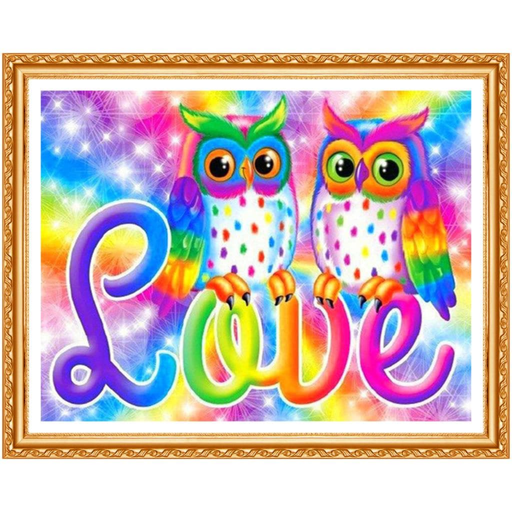 Full Round Drill 5D DIY Diamond Painting Love Owl Embroidery Cross Stitch Home Decor 20X30CM