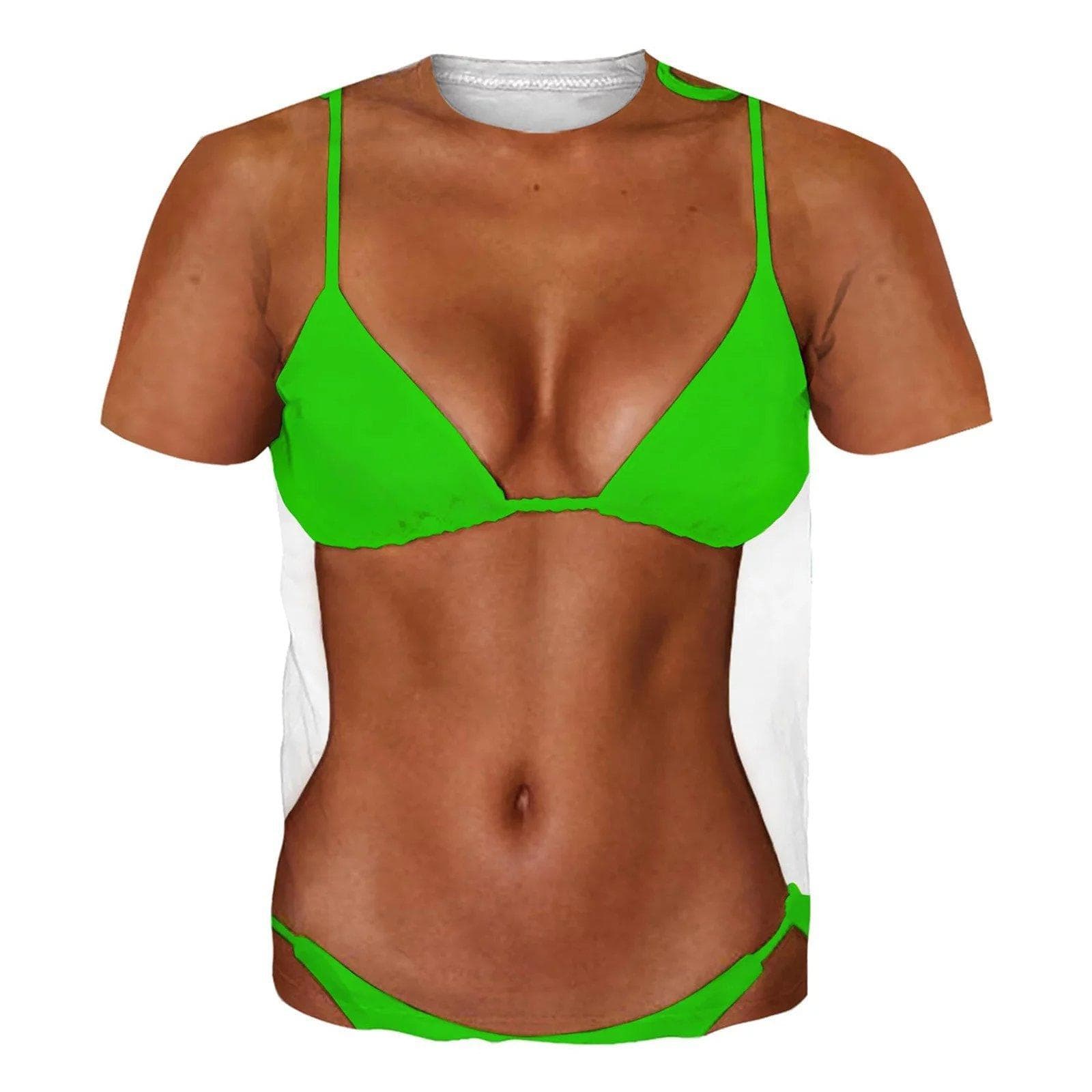 Summer Beach Creative Must-have Outfit Top Tee Personalized Realistic Bikini Pattern T-shirt 6XL