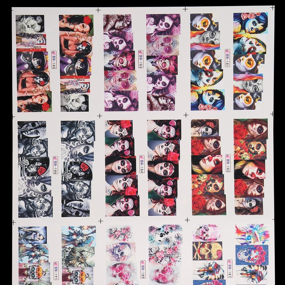 Halloween Bone Transfer Nail Art Sticker Polish Decal Manicure Decoration Accessory
