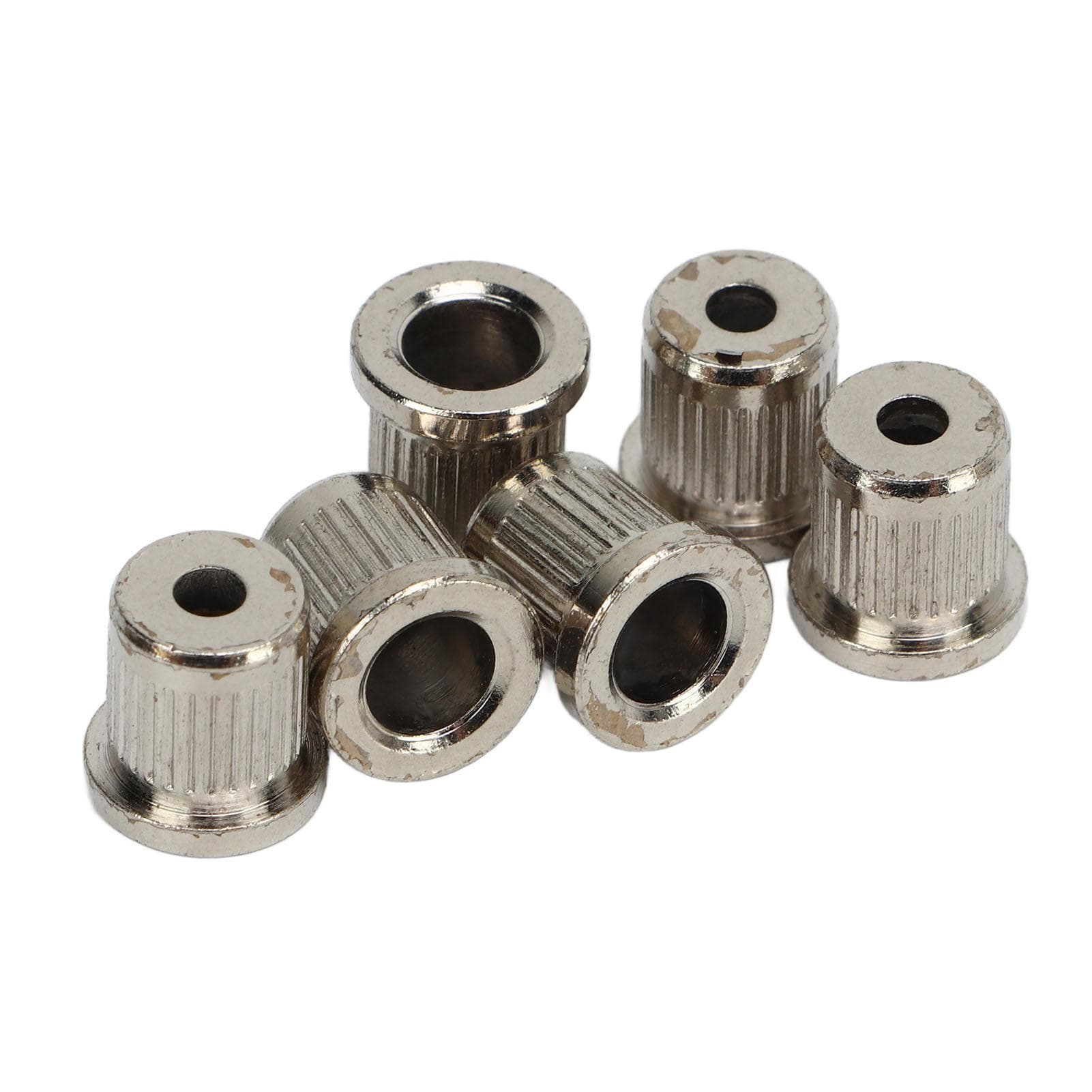6Pcs Guitar String Ferrules Through Body Brass Recordative Edition for Electric Guitars Silver silver