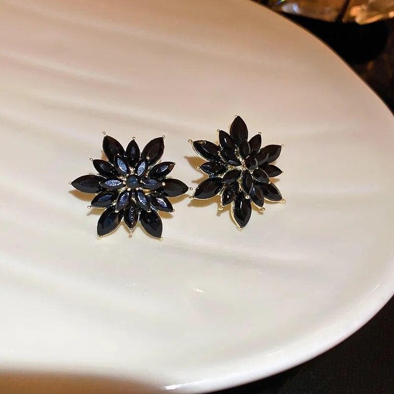 Exaggerated Luxury Crystal Flower Stud Earrings Women's Temperament Elegant Fashion Design Wedding Party Jewelry Valentine Gifts