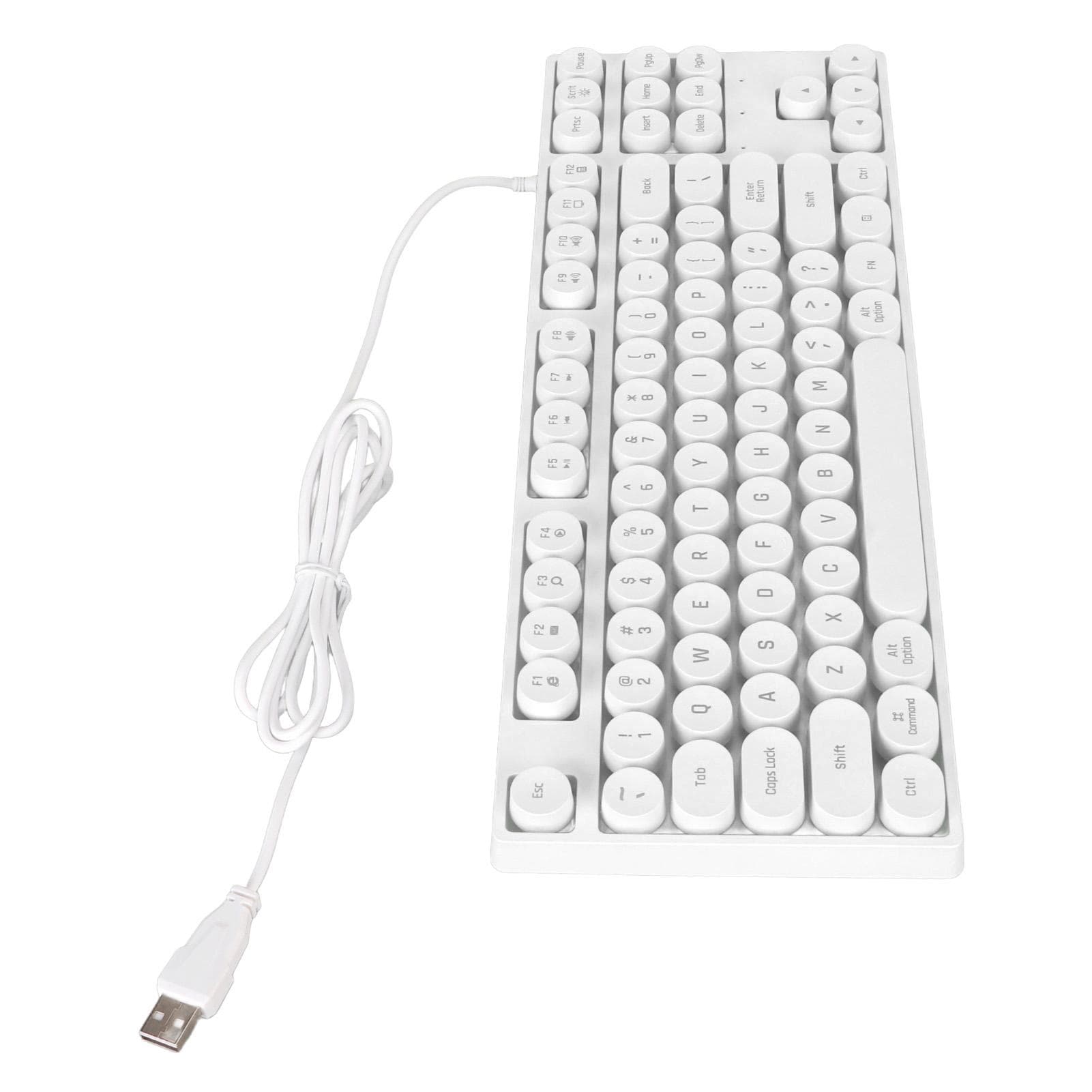 Gaming Keyboard USB Round 87 Keys Colorful Backlit Ergonomic Mechanical Touch Wired Keyboard for white