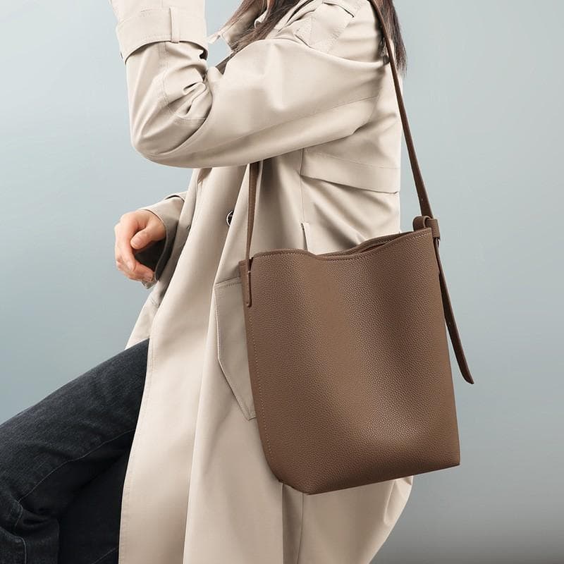 Bag Bag Women's Bag Bucket Bag Spring Summer High-grade Leather Large Capacity Tote Large Bag