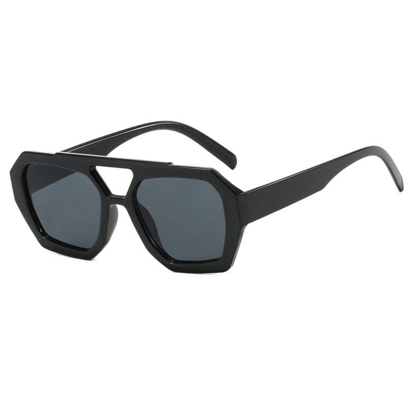 Vintage Square Sunglasses for Women Men Thick Frame Double Bridges Eyewear Fashion Chic Polygon Sun Glasses Leopard Blue As shown