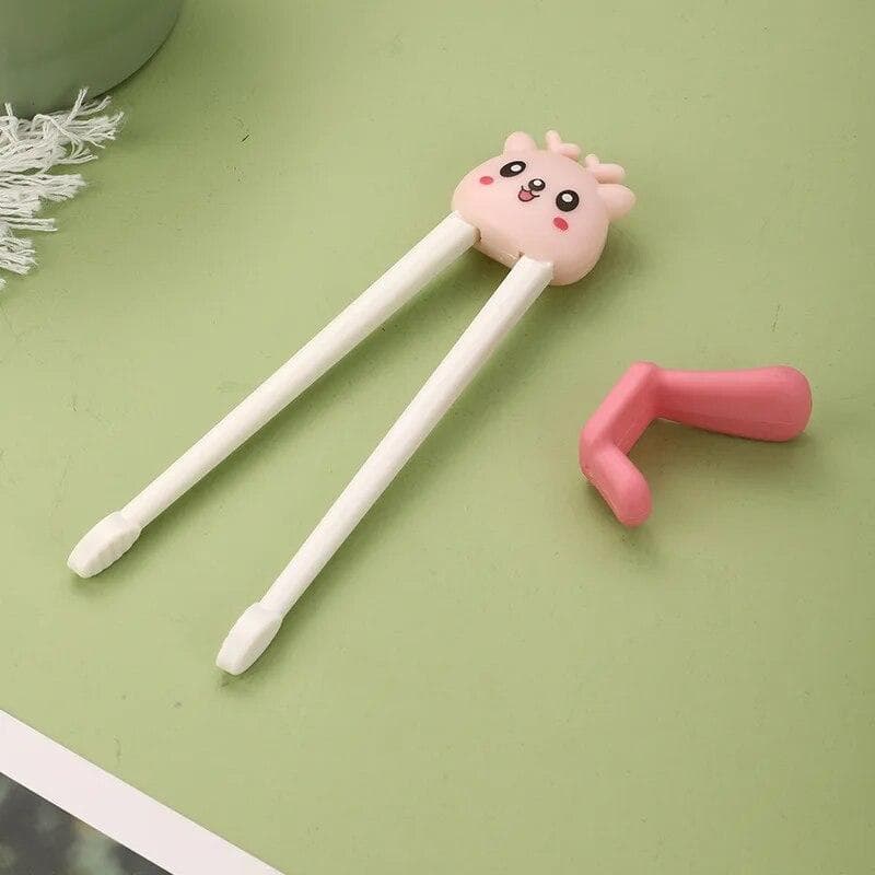 New Kids Cartoon Training Chopsticks Cute Learning Aid Chop Sticks Scientific Correction of Grip Posture Baby Safety Baby Tools pink