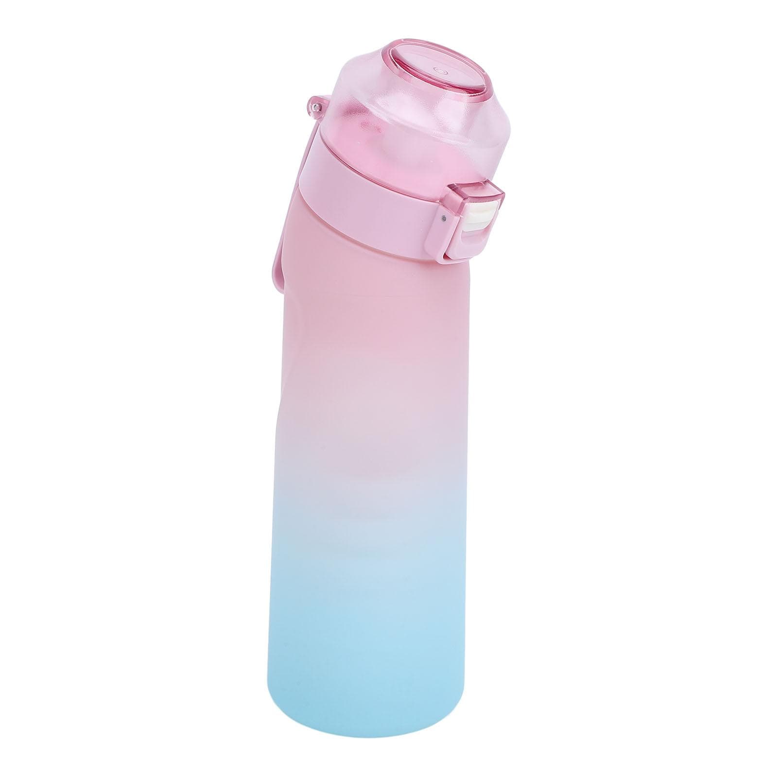 Water Bottle PP Plastic and Silicone 650ml Straw Fitness Sports Water Bottle with 7 Flavor Rings pink
