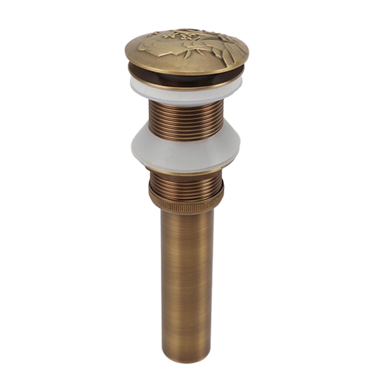 Bathroom Sink Drain Brass Retro Anti Clog Pop Up Drain Stopper Wash Basin Drain Filter for Home