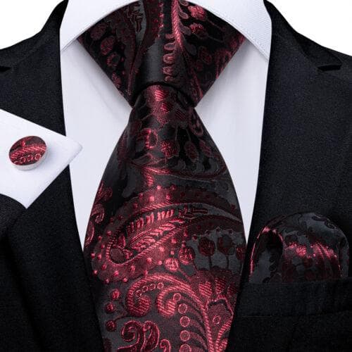 DiBanGu Red Blue Gold Gray Mens Silk Stripped Woven Tie Necktie Hanky Cufflinks N-7911