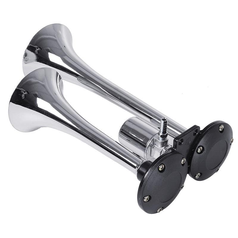 Super Loud 12V/24V 1000DB Air Horn Kit Dual Trumpet Truck Air Horn with Compressor for Any 12V /24Vehicles silver