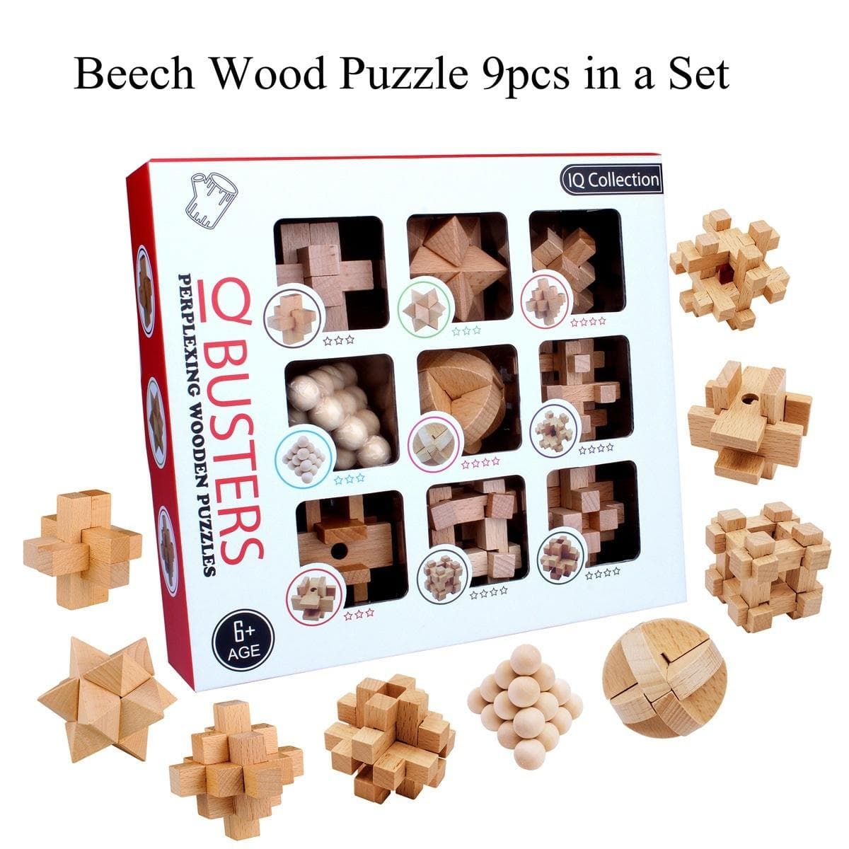 9Pcs/set Chinese Kong Ming Lock Puzzle Toys Lock Set for Children Development and Education