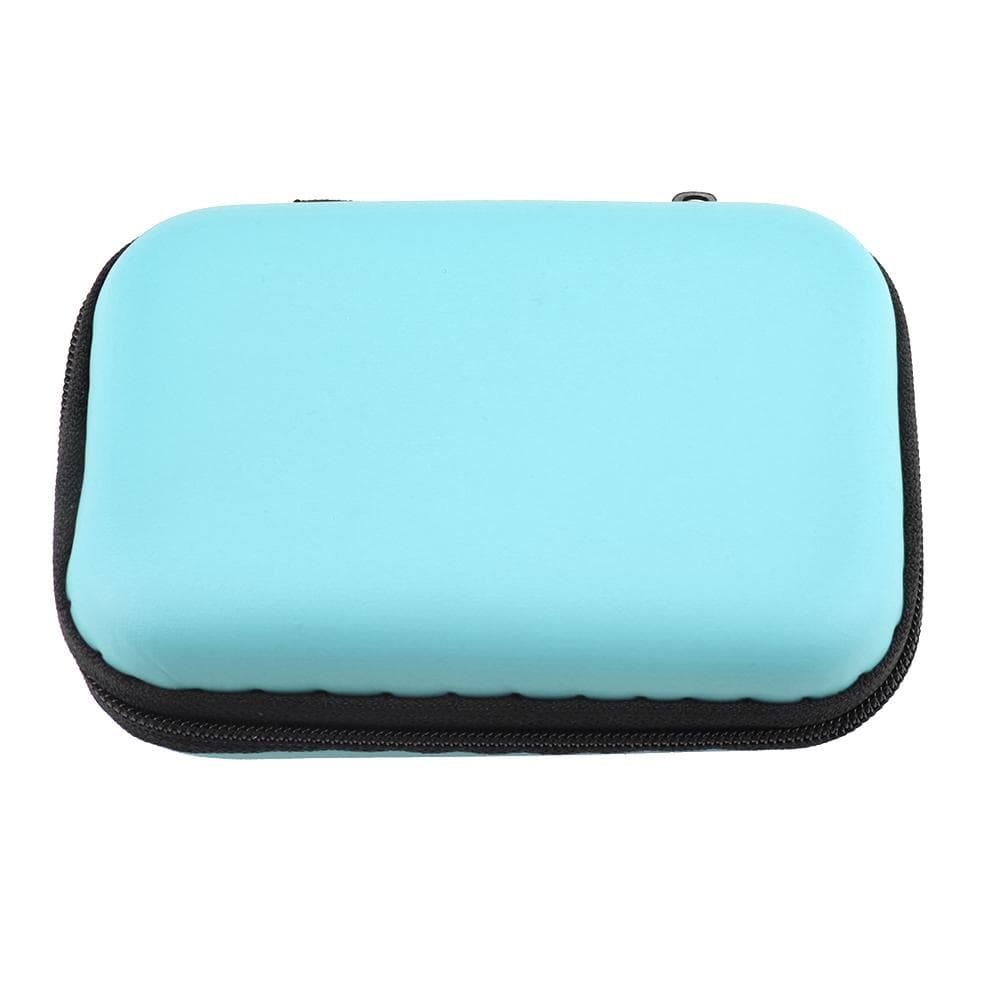 Portable Small Earphone Storage case Carry Pouch Bag Box (Blue) Blue
