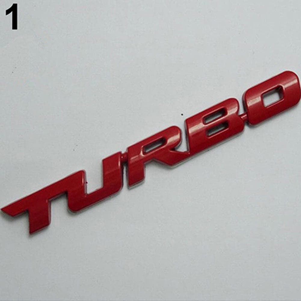 Puntos Motorcycle Cool 3D Alloy Metal Letter Turbo Car Emblem Badge Sticker Decal Decor red