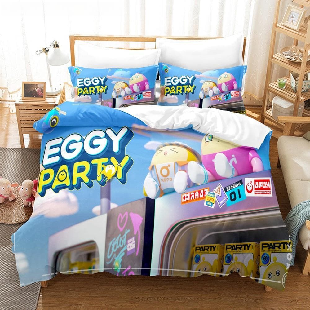 Home Textiles Eggy Party Bedding Set Pillowcases Single Twin Full Queen King Kids Bed Linen 3d Printed Game Eggy Duvet Covers EU Twin 135x200cm