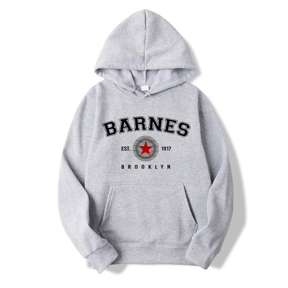 Vintage Barnes 1917 Hoodie Bucky Barnes Winter Soldier Hoodies Women Hooded Sweatshirt Tv Show Inspired Pullovers Superhero Tops S gray