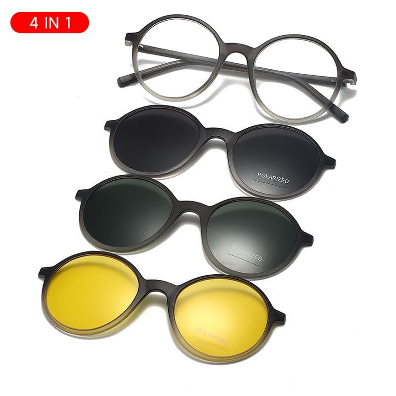 1/4 in 1 Vintage Round Sunglasses UV400 Sun Glasses Anti Blue Light Night Vision Eyewear For Men And Women