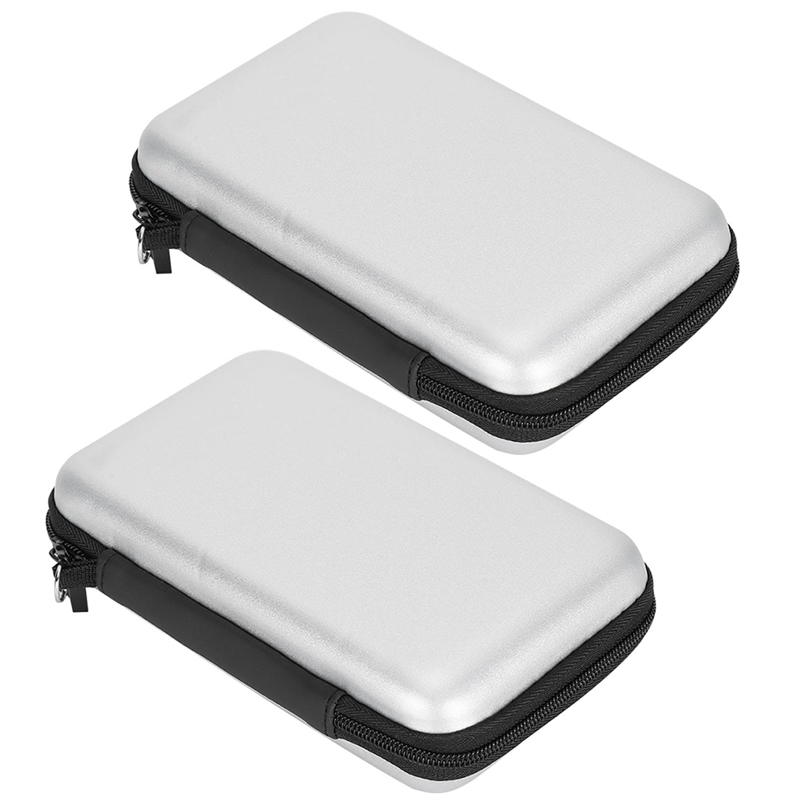 2Pcs Portable Storage Bag Carry Case EVA Protective Hard Bag for NDSILL3DSXL silver grey