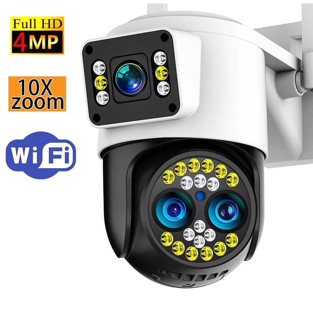 4K 8MP 10X Zoom WiFi Security Camera Outdoor 3 Lens 2 Screens Two-Way Audio Motion Detection Video Surveillance CCTV IP Camera Yoosee 8MP 10xZoom