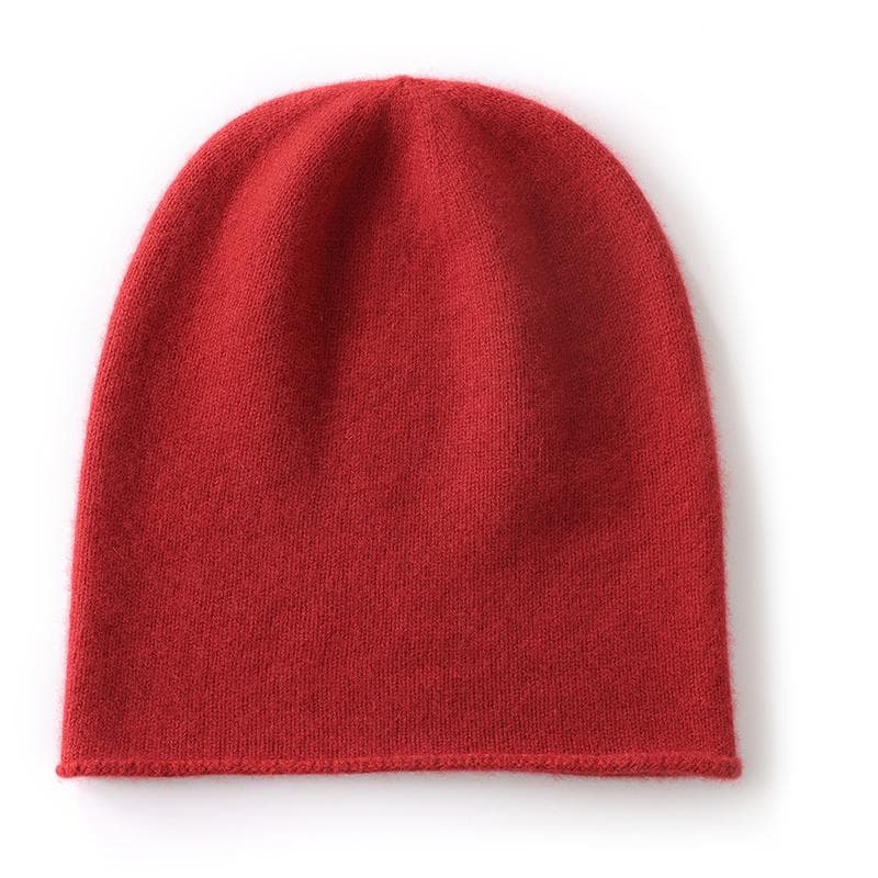 Winter 100% Cashmere Knitted Unisex Warm Hat High Quality Solid Leisure Sleeve Hat Men's And Women's High Quality Hat One Size