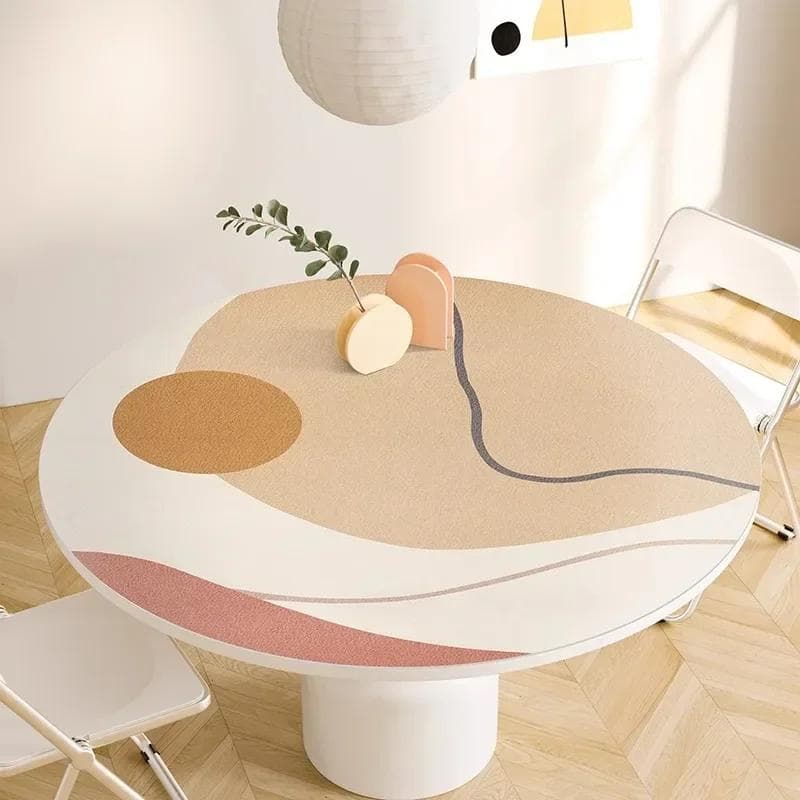 Round Waterproof Tablecloth Pvc Oil-proof Anti-scalding Dining Table Mat Japanese Minimalist Style Home Decoration Tablecloths Diameter 160cm
