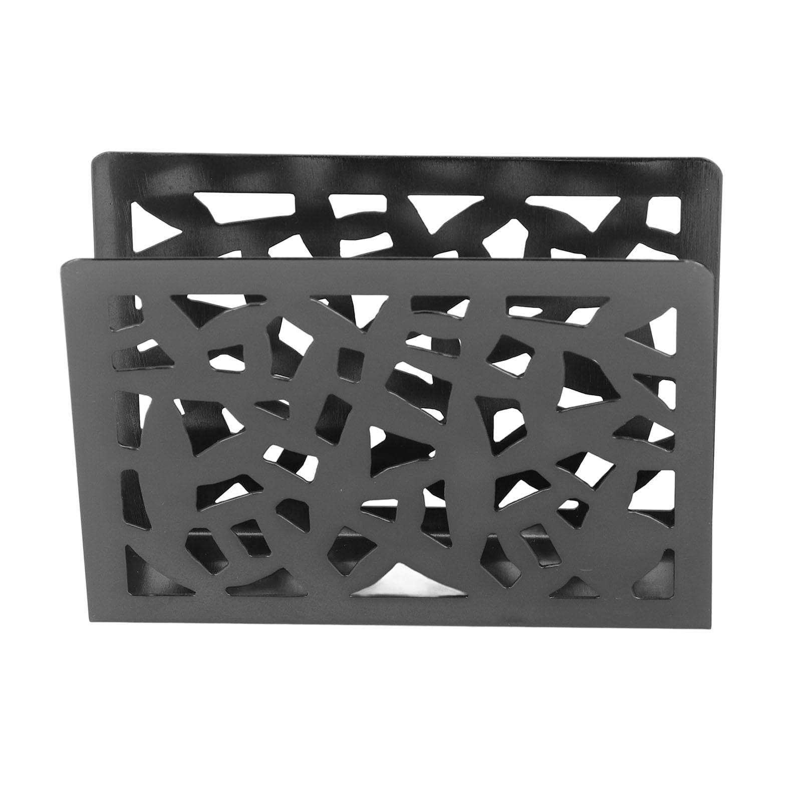 Napkin Holder Hollow Out Pattern Multifunction Vertical Napkin Holder Glossy Edge Metal Napkin