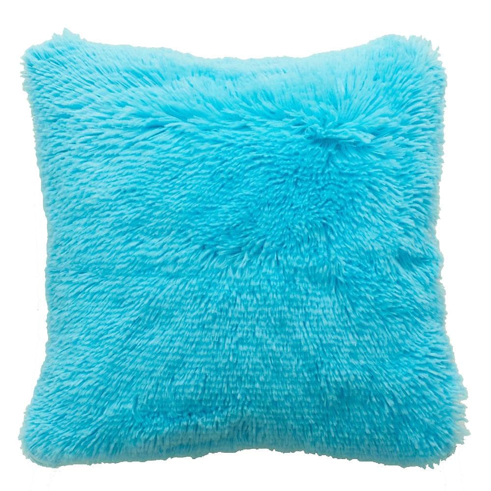 43*43 cm Solid Color Plush Throw Pillowcase Cushion Cover Sofa Decoration sky blue