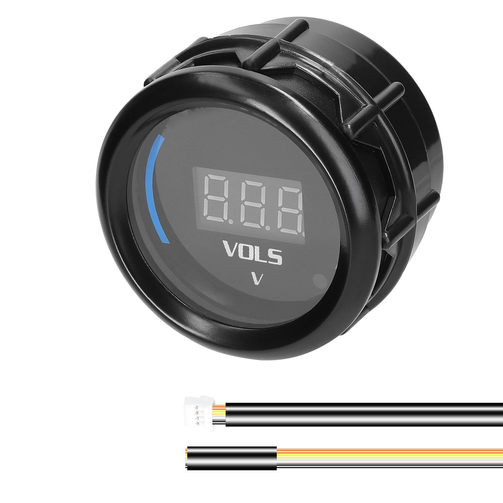 52mm Voltmeter Voltage Gauge Car Digital Meter LED Display 8-18V with Alarm Function for Car Truck black