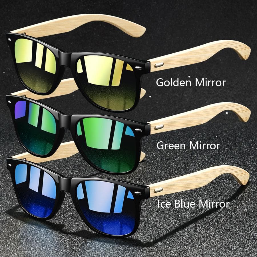 1PC Fashion Bamboo Wood Vintage Square Sunglasses UV400 Protection for Men Women Luxury Designer Sun Glasses Driving Fishing