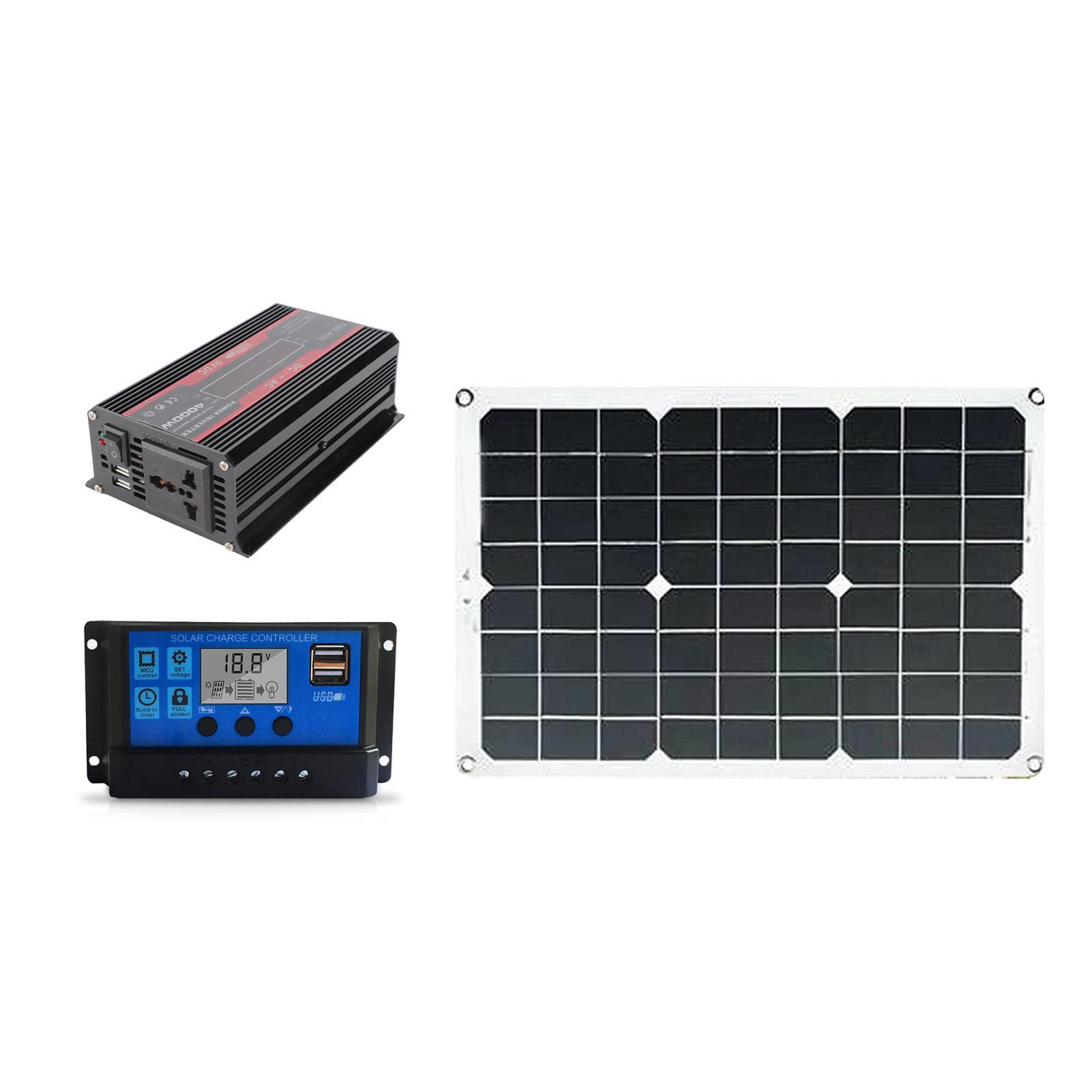 Solar Power System Complete Kit Home 20W Panel 30A Controller 300W Inverter 12V?220V Dual USB LCD
