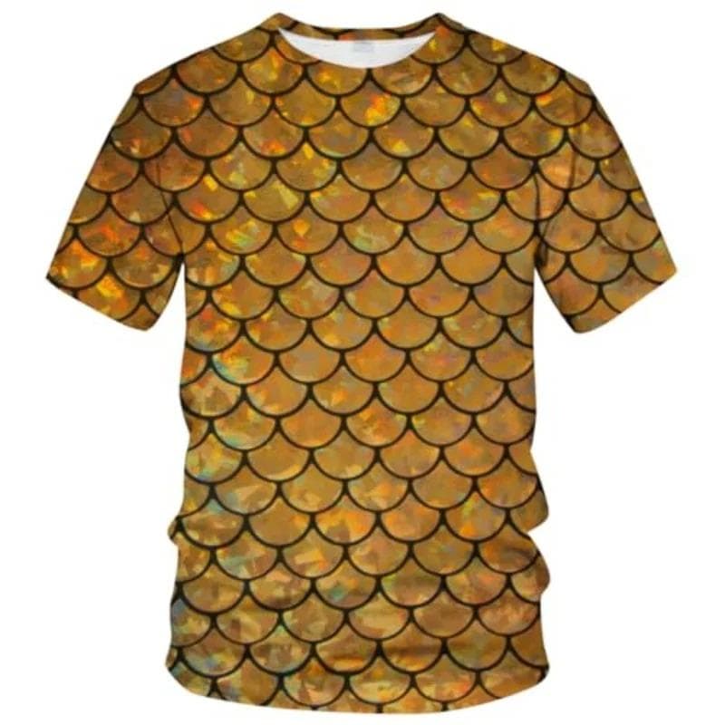 Funny Fish Scale Pattern 3D Print Tshirt Men And Women Summer Fashion Personality O Neck Short Sleeve T Shirt Casual Kid Tee Top XL