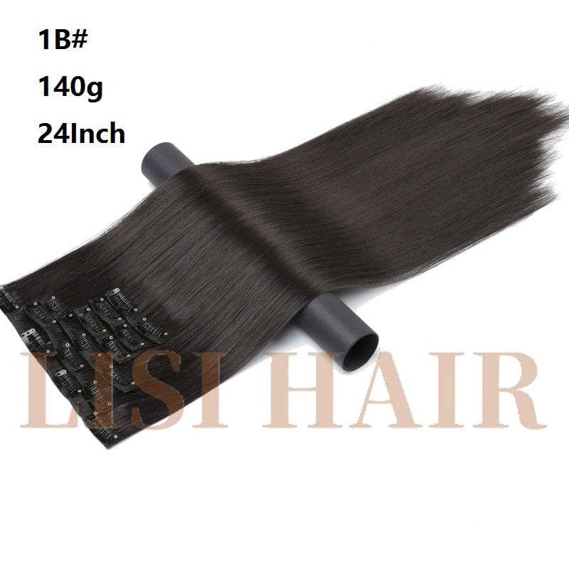 Hair Extension Synthetic Straight Hair Clips For Women Pure Color 150g High Temperature Fiber