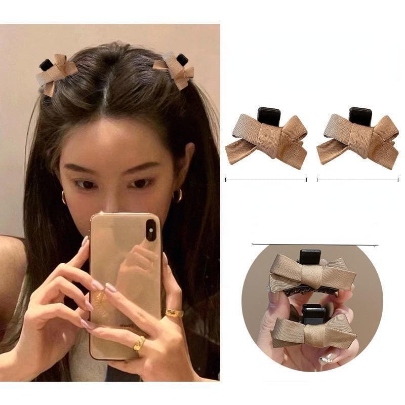 Korean Velvet Bow Hair Clip Claw Clamp Sweet Black Red Bow Small Hair Claw Clip Princess  Headwear Girls Women Hair Claw Clip 2pcs
