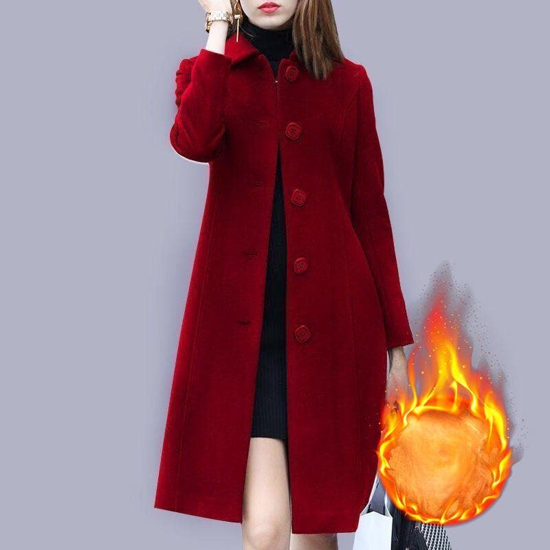 Woolen Coat Women's Mid-length British Style New Slim Woolen Coat Women's Slim Woolen Suit M