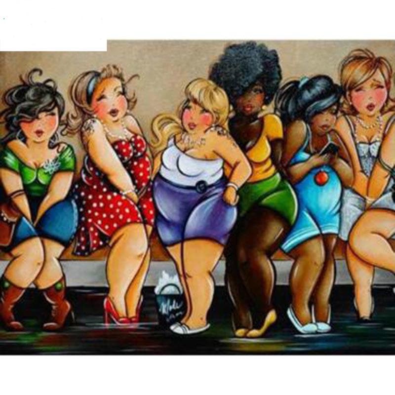 Diamond Painting Cross Stitch Rhinestones Fat Lady Diamond Embroidery Home Mosaic Decor 20X30CM