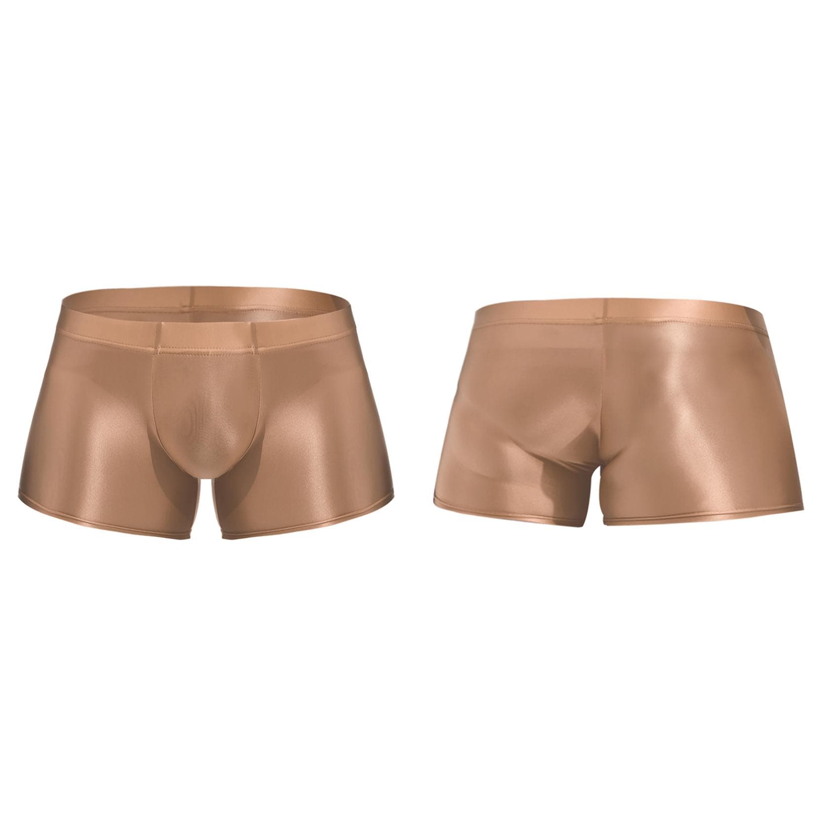 Men Low Rise Glossy Boxer Shorts Bottoms Swimwear Underwear Low Rise Underpants Swim Trunks L coffee