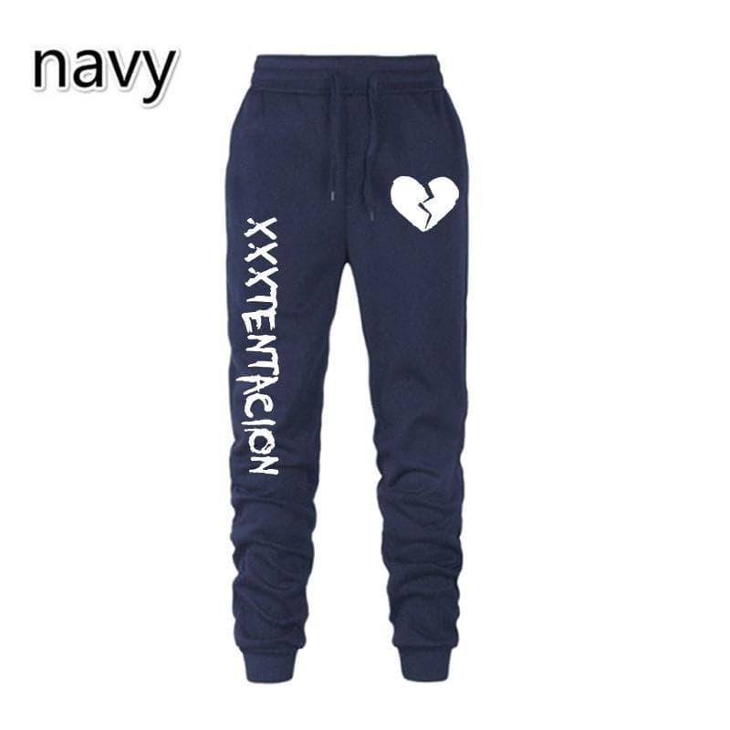 XXXTENTACION Printed Sweatpants Men/women's Autumn Winter Casual Loose Sport Pant Trousers L navy blue
