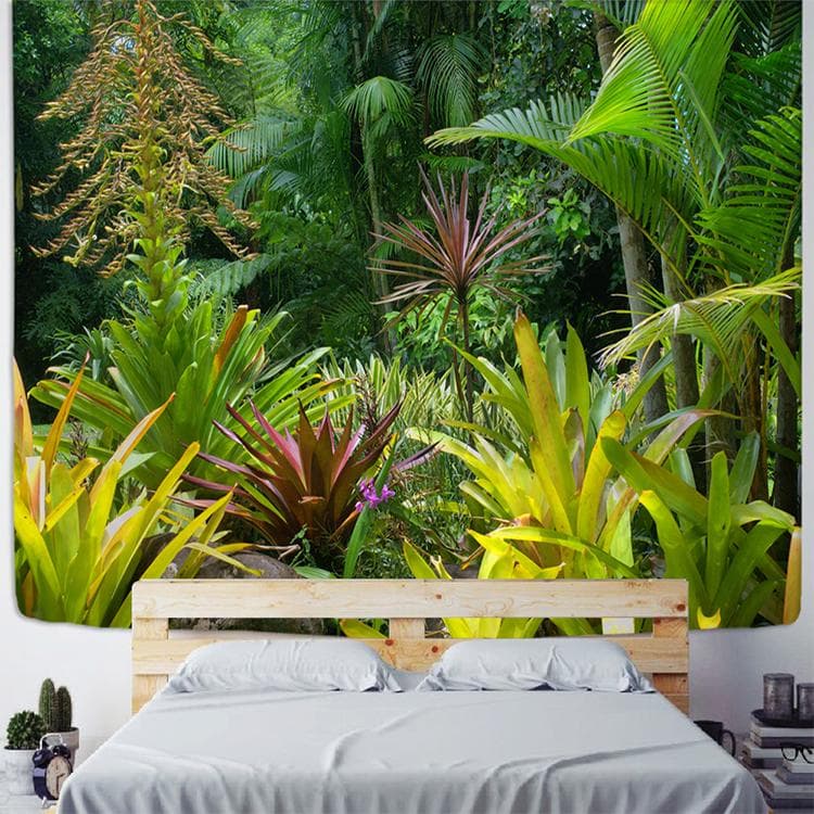 Tropical Rainforest Tapestry Wall Hanging Family Bedroom Decoration Polyester Fabric Bohemian Plant Art Printing 95x70CM