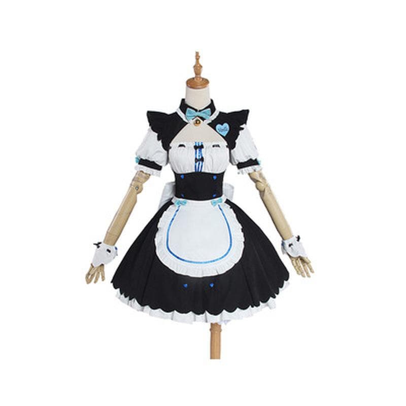 10pcs Sets Party Chocola NEKOPARA Cosplay Chocolahalloween Vanilla Maid Dress Costume Cat Neko Girl NEKOPARA Cosplay Women Costume Game XXL blue